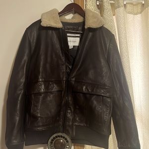 Men’s leather Calvin Klein bomber.
